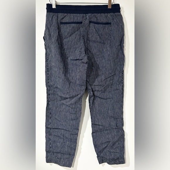 Athleta Stripe Bali Linen Ankle Pant‎ Navy Blue White 8 - Picture 4 of 6